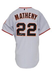 2006 Mike Matheny San Francisco Giants Game-Used & Autographed Road Jersey