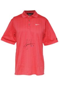 2006 Tiger Woods Masters Tournament-Worn & Autographed Signature Sunday Red Polo Shirt