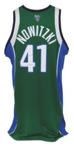 2007-08 Dirk Nowitzki Dallas Mavericks “P-Diddy” Green Game-Issued Jersey (Team Letter)