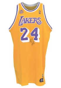 2007-08 Kobe Bryant Los Angeles Lakers Game-Used & Autographed Home Throwback Uniform