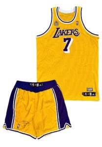 2007-08 Lamar Odom LA Lakers Game-Used & Autographed Hardwood Classics Uniform