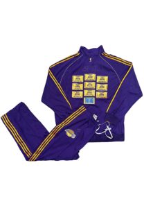 2007-08 Lamar Odom LA Lakers TBTC Player-Worn & Autographed Championship Banner Warmup Suit