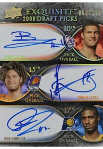 2007-08 Upper Deck Exquisite Collection Autographed Rookies Brook & Robin Lopez & Roy Hibbert #DP-L