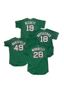 2007 Boston Red Sox St. Patrick’s Day Spring Training Game-Used Jerseys of Beckett, Wakefield, Matsuzaka & Mirabelli