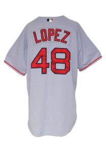 2007 Javier López Boston Red Sox Game-Used Road Jersey