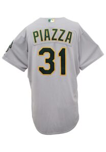 2007 Mike Piazza Oakland A’s Game-Used Road Jersey