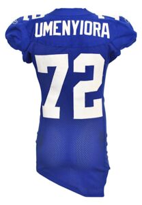 2007 Osi Umenyiora New York Giants Divisional Playoffs Game-Used Blue Jersey