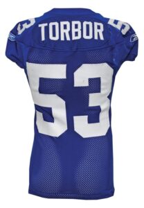 2007 Reggie Torbor New York Giants Game-Used Home Jersey