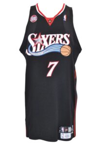 2008-09 Philadelphia 76ers Game-Used Playoff Jerseys — Andre Miller Road & Samuel Dalembert Home (2)(NBA LOAs)