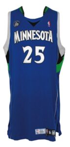 2008-2009 Al Jefferson Minnesota Timberwolves Game-Used Road Uniform