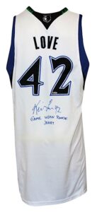 2008-2009 Kevin Love Rookie Minnesota Timberwolves Game-Used & Autographed Home Uniform