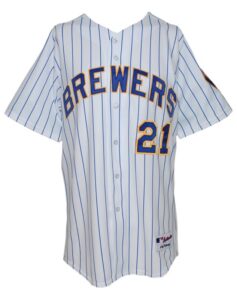 2008 Alcides Escobar Rookie Milwaukee Brewers Game-Used Friday Night Home Jersey