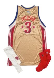 2008 Allen Iverson NBA All-Star Game-Used & Autographed Jersey, Socks, Sweatband & Arm Sleeve