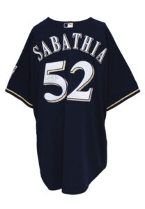 2008 C.C. Sabathia Milwaukee Brewers Game-Used & Autographed Alternate Jersey