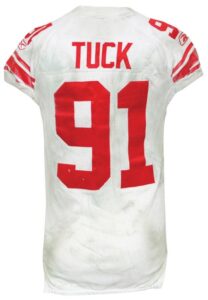 2008 Justin Tuck NY Giants Game-Used Road Jersey