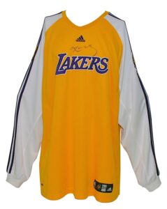 2008 Kobe Bryant Los Angeles Lakers NBA Finals Worn & Autographed Home Shooting Shirt