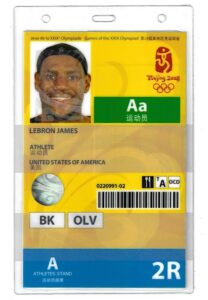 2008 LeBron James Beijing Olympics Identity And Accreditation Card