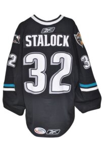 2009-10 Alex Stalock Rookie AHL Worcester Sharks Game-Used Black Jersey