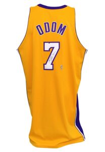 2009-10 Lamar Odom Los Angeles Lakers Game-Used & Autographed Home Jersey