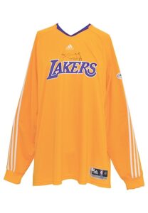 2009-10 Los Angeles Lakers NBA Finals Player-Worn & Autographed Shooting Shirt Attributed To Kobe Bryant