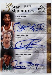 2009-10 Upper Deck 3 Star Signatures Spud Webb, Tony Parker & Muggsy Bogues #3S-WBP