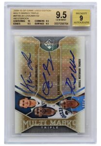 2009-10 Upper Deck SP Multi Marks Triple Game Used Edition Autographed Love, Mayo, Westbrook #MTMLW