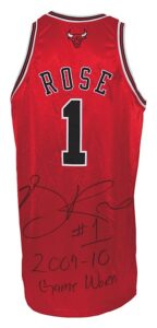 2009-2010 Derrick Rose Chicago Bulls Game-Used & Autographed Road Jersey