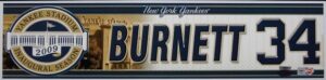 2009 AJ Burnett NY Yankees Locker Room Nameplate