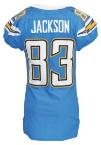 2009 Vincent Jackson San Diego Chargers Game-Used Lot — 11/29 Home Uniform & 10/19 Home Jersey