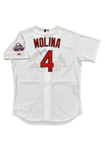 2009 Yadier Molina St. Louis Cardinals Game-Used & Signed Home Jersey