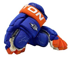 2010-11 Taylor Hall Edmonton Oilers NHL Debut Game-Used & Signed Gloves