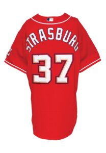 2010 Stephen Strasburg Rookie Washington Nationals Game-Used Red Alternate Jersey