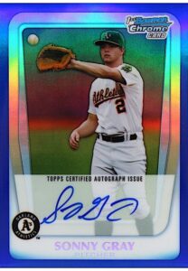 2011 Bowman Draft Chrome Prospects Blue Refractor Sonny Gray Autographed #BCAP-SGR