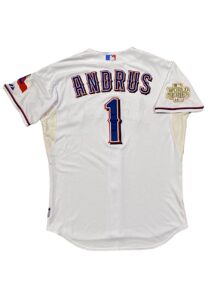 2011 Elvis Andrus Texas Rangers Game-Used World Series Home Jersey