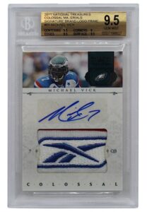 2011 National Treasures Colossal Materials Signature Brand Logo Prime Michael Vick #65