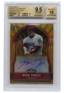 2011 Topps Finest Mike Trout Rookie Gold Refractor Autographed #84