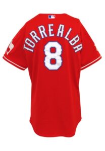 2011 Yorvit Torrealba Texas Rangers Game-Used “Opening Day” Red Alternate Home Jersey