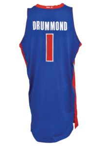 2012-13 Andre Drummond Detroit Pistons Game-Used & Autographed Road Jersey