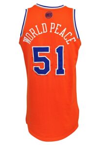 2013-14 Metta World Peace New York Knicks Game-Used Alternate Orange Home Jersey