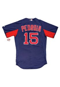 2013 Dustin Pedroia Boston Red Sox Game-Issued BP Jersey