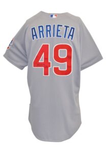 2013 Jake Arrieta Chicago Cubs Game-Used & Autographed Road Jersey