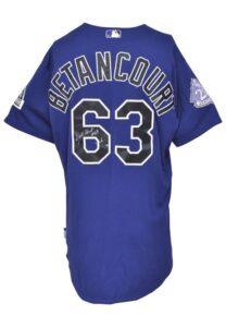 2013 Rafael Betancourt Colorado Rockies Game-Used & Autographed Purple Alternate Jersey