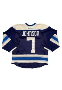 2014-15 Jack Johnson Columbus Blue Jackets Game-Used Jersey