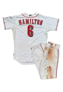 2014 Billy Hamilton Cinci Reds Game-Used 50th Stolen Base Uniform