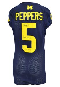 2014 Jabrill Peppers University Of Michigan Wolverines Game-Used & Autographed Home Jersey