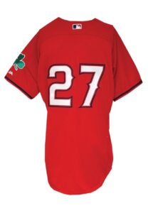 2014 Mike Trout Los Angeles Angels Spring Training Worn St. Patrick’s Day Jersey