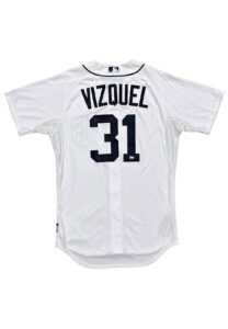 2014 Omar Vizquel Detroit Tigers Coaches Worn Home Jersey