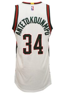 2015-16 Giannis Antetokounmpo Milwaukee Bucks Game-Used Home Jersey