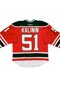 2015-16 Sergey Kalinin NJ Devils Game-Used & Signed Retro Jersey