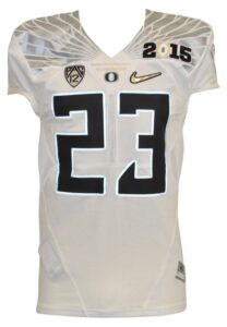 2015 B.J. Kelley Oregon Ducks College Football Playoff Game-Used Jerseys — Rose Bowl & National Championship